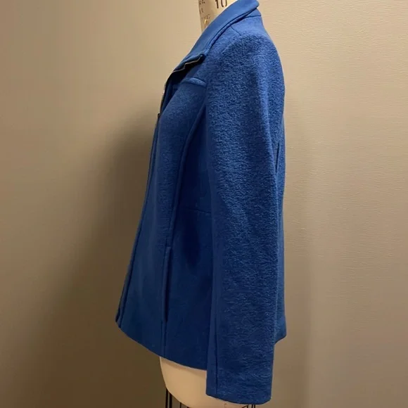Lands End wool blend lined cornflower blue peat coat - Picture 3 of 7